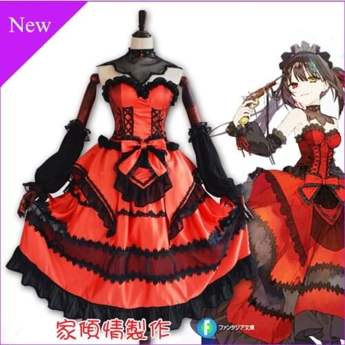 Anime!Date A Live Tokisaki Kurumi Nightmare Lolita Dress Lovely Uniform Cosplay Costume Halloween Carnival Outfit Free Shipping