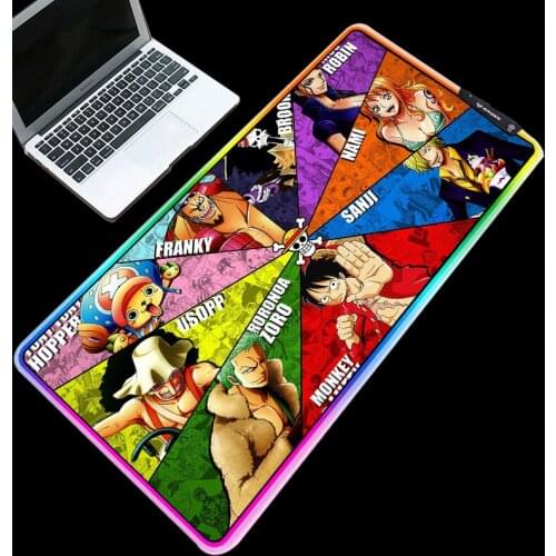 RGB Mice Pad LED Backlit Hot Anime One Piece Mousepad 7 Colors Pads L XL XXL Table Mat 800x300/900x400mm for Gamer Gaming
