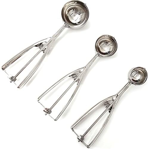 Ice Cream Scoop Kitchen Tools 3 Size Stainless Steel Spring Handle Mash Potato Watermelon Ball Scoop Home Kitchen Accessories