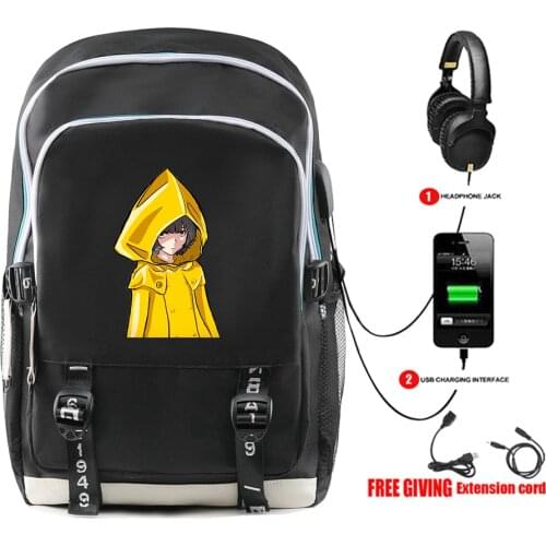 Little Nightmares 2 USB Charge Backpack Women Student School Shoulder Bag Satchel Teenager Laptop Backpack Men Knapsack