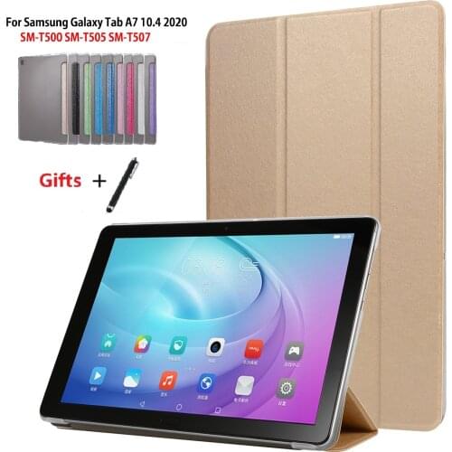 Magnet Case For Samsung Galaxy tabA7 Tab A7 10.4 T500 SM-T505 SM-T507 Stand Transparent hard PC Back Shell with Soft Film+ Pen