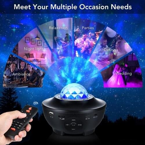 Night Light Projector 3 in 1 Galaxy Projector Star Projector with LED Nebula Cloud & Bluetooth Music Speaker for Kids-ABUX
