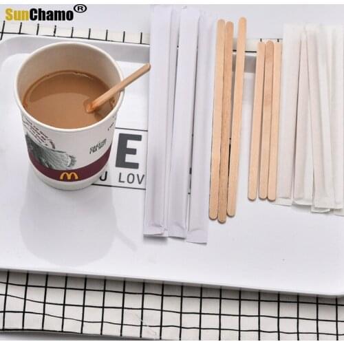 100pcs/Pack New Coffee Stirrer Independent Pack Semi-handmade Wooden Disposable Wooden Hot Drink Stirrer Teapot Infusion Set