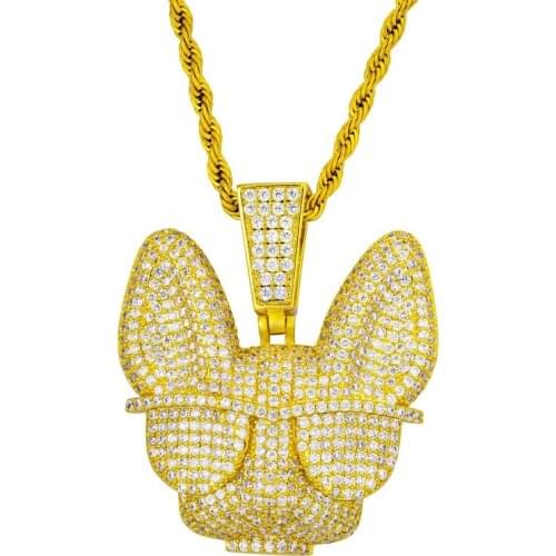 Hip Hop Pendant Witty Dog Bling PCCN0343 Iced Out Necklace Men Rapper Jewelry Copper