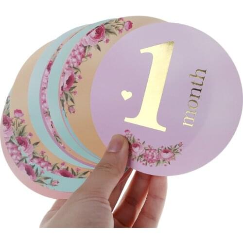 12 Pcs/Set Month Sticker Baby Photography Milestone Memorial Monthly Newborn Kids Commemorative Card Number Photo Props