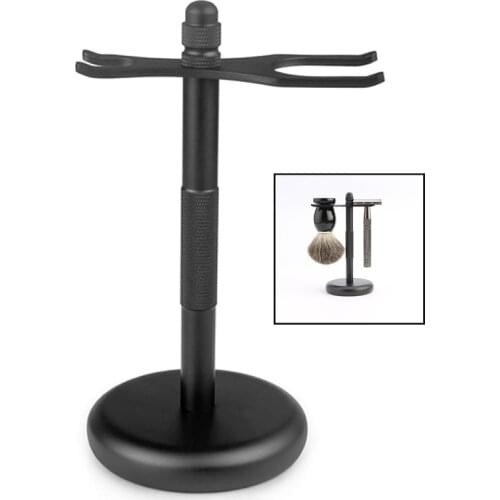 Shaving Brush & Razor Stand 6" Tall - Black Matte Stainless Steel Classic Safety Razor Holder with Non-Slip Base For Wet Shaving