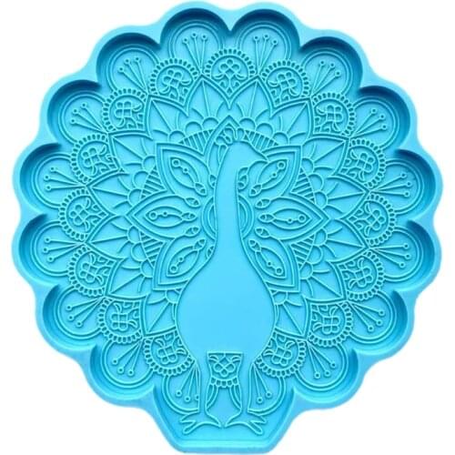 Peacock Coaster Epoxy Resin Mold Peahen Cup Mat Mug Pad Silicone Mould DIY Crafts Ornaments Home Decoration Casting Mold