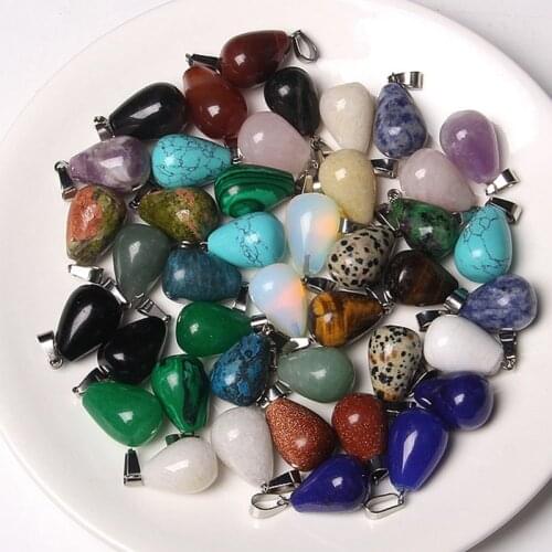 5pcs Natural Agates Opal quartzs Stone Pendants Drop shape beads pendant for Jewelry Making necklace earring accessories 14*20mm