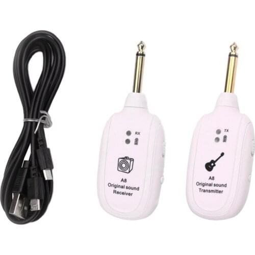 Portable 1 Set Guitar UHF Wireless Transmitter+Receiver Stage Accessory White