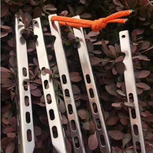 PYTITANS 6pcs Titanium Tent Peg V Shape titanium Spike Windproof Outdoor Camping titanium tent nail Titanium Tent stake