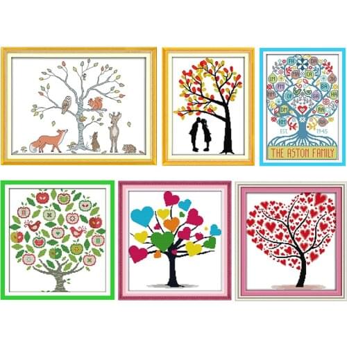 Joy Sunday The Tree of Life Counted Cross Stitch Kit Stamped Printed 11&14CT Craft Embroidery Needlework Handmade Decoration Set