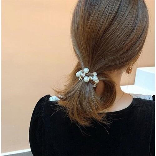 New Chic Rhinestone Pearls Elastic Hair Bands Scrunchies Hair Ties Women Headbands Fashion Hair Accessories Headwear