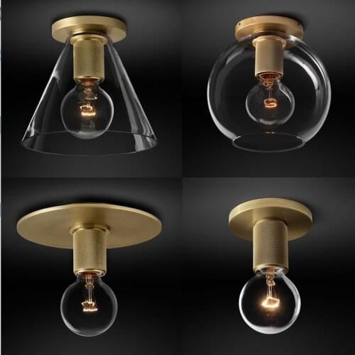 Northern Europe copper ceiling lamp restaurant living room corridor corridor balcony porch glass postmodern ceiling lamp