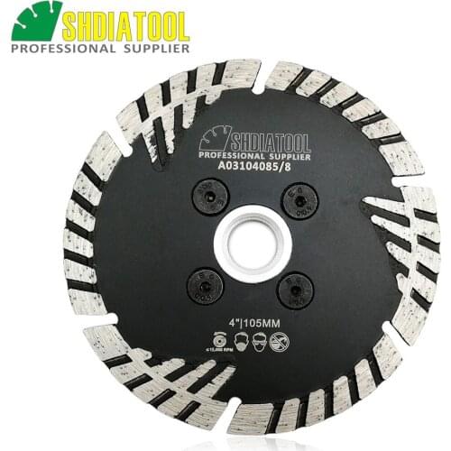 SHDIATOOL 1pc 5/8-11 FLANGE Diamond Blade Cutting Disc Hot Pressed Turbo Blade With Slant Protection Teeth Granite Tile Sawblade