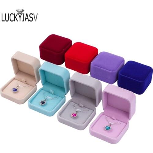 1 PC High Quality Storage Presentation Necklace Pendant Jewelry Box Velvet Case Earrings Plastic Display Box 12 Colors