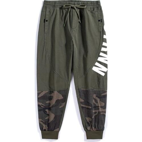 Summer Mens Camouflage Baggy Harem Pants Fashion Casual Letter Printed Patchwork Cotton Joggers Trousers