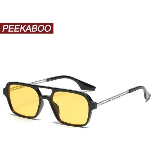 Peekaboo square frame sunglasses for men double bridge cheap ladies sun glasses uv400 summer style yellow blue hot-selling