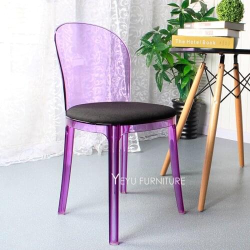 Modern Design Transparent Clear Dining Chair With or without pad, padded crystal transparent acrylic leisure cafe loft chair 1PC