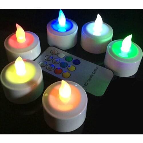 Remote Controlled Rechargeable TeaLight LED Candles frosted Flameless color Changing candle lamp Party Wedding Church-Multicolor