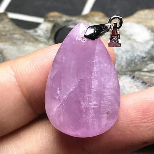 Top Natural Purple Kunzite Stone Pendant Jewelry For Women Man Crystal Healing Silver 26x18x10mm Beads Water Drop Gemstone AAAAA