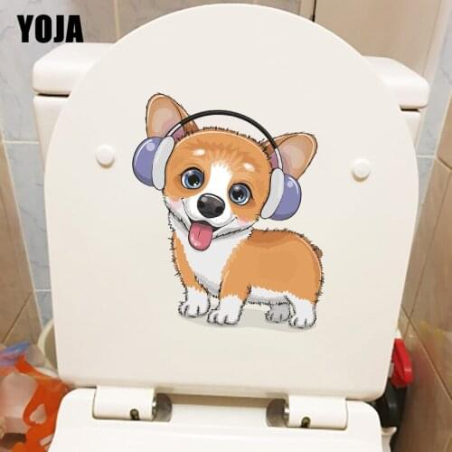 YOJA 19.9×23CM Cute Corgi Dog Childrens Bedroom Wall Stickers Creative Home Toilet WC Accessories T1-2903