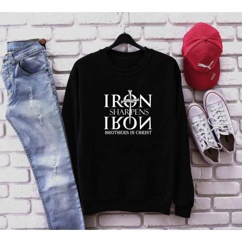 Iron Sharpens Iron Brothers In Christ Mens Ministry Christian The Armor Of God sweatshirt quote religion pullovers quote tops