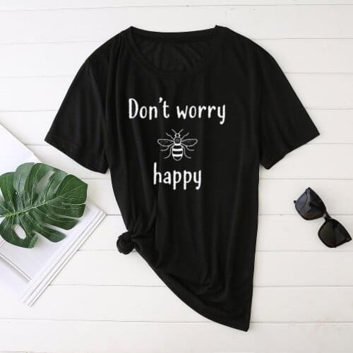 Honeybee Prints Women Tee Shirts Summer Top Tee Ladies Casual Tshirt Women Short-sleeved Tops Daily Print T-shirt For Girls