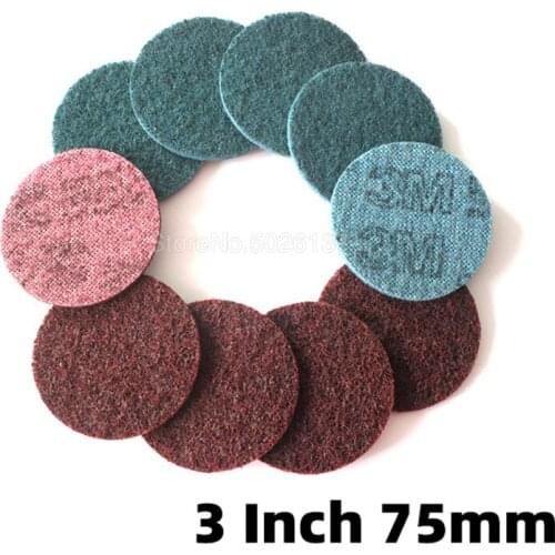 1PCS 3 Inch Roll Lock Surface Polishing Nylon Sanding Pad Disc Sandpaper Roloc For 3M Flocking Conditioning Quick-change Metal