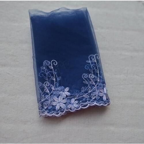 2 Meters 19.5cm Width Hot New Design Lace Trim Fabric Blue Embroidery Bridal Lace Trim Sewing Trim Accessories