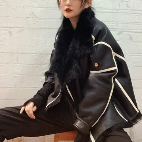 2020 new arrival Tuscany Sheepskin long Fur Cashmere Fur Stitching Korean Edition Oversize coat