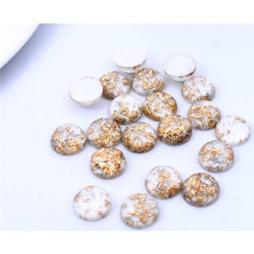 30pcs/lot 10mm New Fashion White Color Built-in metal Flat Back Resin Cabochons Cameo Jewelry Accessories Supplies