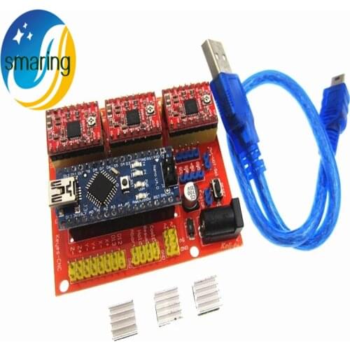 Official smarian 3DV4 CNC Shield V4 + Nano 3.0 + 3pcs A4988 Reprap Stepper Drivers Set for Arduino