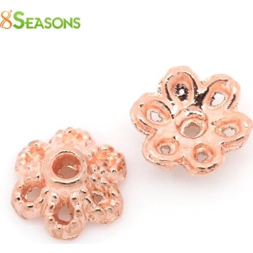 8SEASONS Bead Caps Flower rose gold color (Fits 8-12mm Beads) 6mm x 2.5mm( 2/8"x 1/8"),Hole:Approx 1mm,500PCs (B29893)