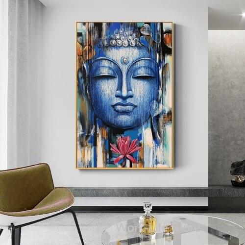 Abstract Buddhism Posters and Prints Wall Art Canvas Painting Wall Art Lord Buddha Pictures for Living Room Decor Unframed