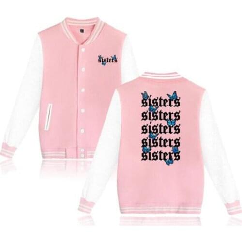 James Charles Merch Baseball Uniform Fleece Jacket Women Men Streetwear Hip Hop Long Sleeve SISTERS Logo Pink Hoodie Sweatshirt