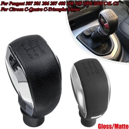 5 Speed Gear Shift Knob Lever Gloss/Matte Black For Peugeot 306 307 301 206 207 408 308 For Citroen C-Quatre C-Triomphe Elysee