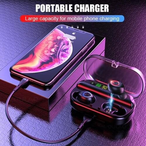 LS New Fashion Light HFI Sound Bluetooth Earphones IPX5 Waterproof Wireless Phone Charger with Power Display Phone Brackets