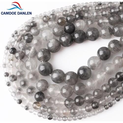 CAMDOE DANLEN Natural Cloud Crystal Demon Quartz Beads 4 6 8 10 12MM Fit Diy Charms Beading Beads For Jewelry Making Accessory