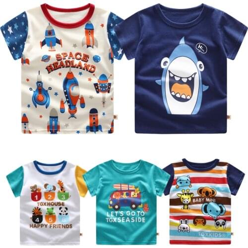 Children T Shirt for Boys Tshirts Kids T Shirt Shark Print Summer Tops T-shirts for Girls Cartoon Baby Clothes 9 styles DS19