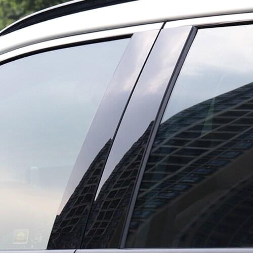 Suitable 10PCS for Rav4 2020 car window trims Carbon Fiber Pattern PC center pillar bright strip mirror decorative patch