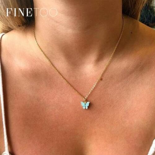 Elegant Insect Butterfly Necklace Women Minimalist Twisted Chain Acrylic Butterfly Pendant Necklace 2020 Statement Jewelry Gifts