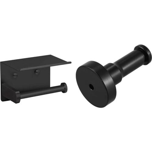 Fashion1 Pcs Decorative Aluminum Wall Hooks & 1 Set Toilet Paper Holder with Shelf