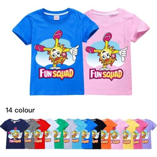 Funsquad Kids Clothes Cotton Children Summer Short-sleeved T-shirts Boys Graphic Tee Shirts for Teenage Girls Toddler T Shirt 12