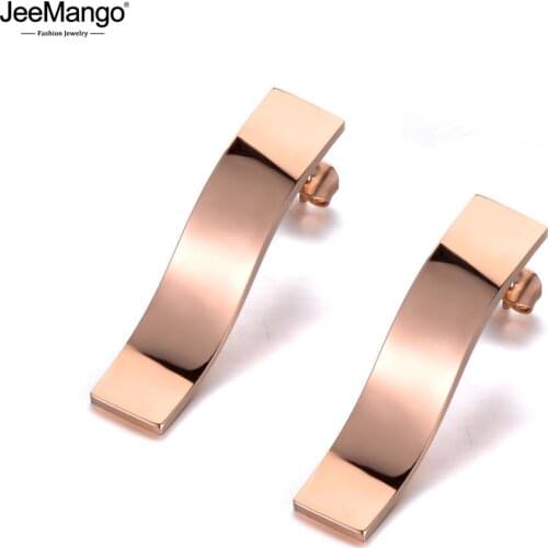 JeeMango Trendy Titanium Stainless Steel Waves Shape Geometry Earrings Bohemia Party Earrings Jewelry For Women Girls JE19314