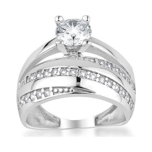 925 Sterling Silver Solitaire Ring with Zircon Stone
