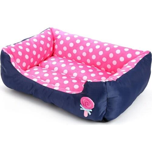 Pet bed winter warm dog beds for small and large dogs blanket lollipop dot dog house kennel square cat mat sofa pet supplies