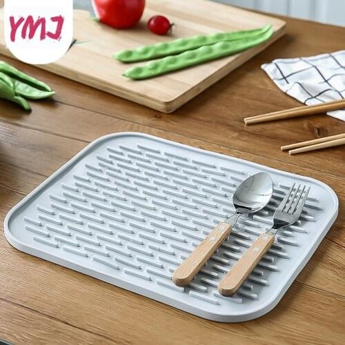 Kitchen Mat Environmentally Friendly Silicone Tableware Anti-scalding Placemat Square Drain Tray Dinnerware Mat Dish Cup Cushion