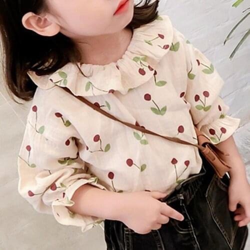 Girls' Bottoming Shirt Doll Collar All-Match Top T-Shirt Small Flowers 2020 Autumn New ChildrenS Wear Kids Clothes