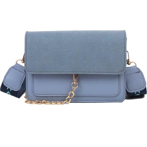 2020 New Fashion New Frosted Crossbody Bag Wide Shoulder Strap Handheld Small Square Bag Messenger Bag