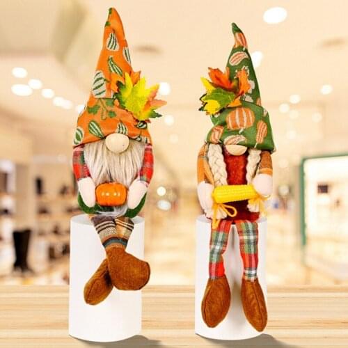 New THANKSGIVING Harvest Festival Faceless Dolls Gnome Dwarf Plush Doll Maple Leave Pumpkin Home Decoration Desktop Ornaments